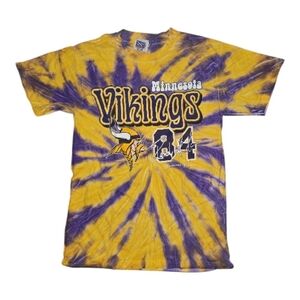 Vintage Minnesota Vikings Tie-Dye T-Shirt - Yellow and Purple Size M